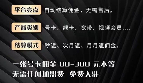 號易號卡分銷平臺，運營商源頭高傭推廣！